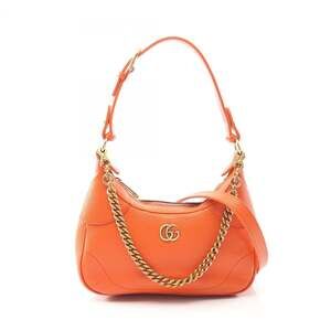 Gucci Aphrodite Small Shoulder Bag, Leather, Women's, Orange, 731817